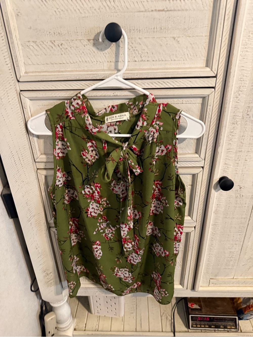 Jon & Anna Olive Green Floral Tie-Neck Camisole